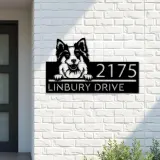 Custom Metal Icelandic Sheepdog dog Puppy Metal Address Sign House number Hanging Address Plaque Yard Sign Outdoor decor