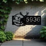 Custom Metal Deer mountain wild scene Metal Address Sign, House number, Outdoor Number Signage, Yard Sign Address Plate