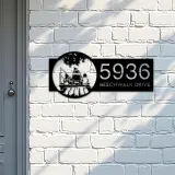 Custom Metal Father and 2 sons go fishing Metal Address Sign Custom House number Hanging Address Plaque Yard Sign Outdoor