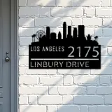 Custom Metal Los Angeles city skyline Metal Address Sign Hanging Address Plaque house number Yard Outdoor Sign