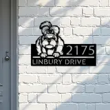 Custom Metal Shih Tzu dog Puppy Metal Address Sign House number Hanging Address Plaque Yard Sign Outdoor decor