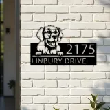 Custom Metal Kuvazs dog Puppy Metal Address Sign House number Hanging Address Plaque Yard Sign Outdoor decor