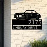Custom Metal Classic car Metal Address Sign Custom House number Hanging Address Plaque Yard Sign Outdoor