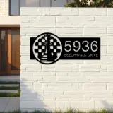 Custom Metal Chess board chess player Metal Address Sign Custom House number Hanging Address Plaque Yard Sign Outdoor