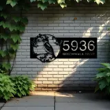 Custom Metal Kingfisher bird on tree branch Metal Address Sign Custom Hanging Address Plaque House number Yard Sign Outdoor