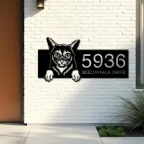 Custom Metal Abyssinian Cute peeking cat kitten Metal Address Sign, House number, Outdoor Number Signage, Yard Sign Address Plate