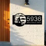 Custom Metal Werewolf Full Moon Halloween Metal Address Sign, House number, Outdoor Number Signage, Yard Sign Address Plate
