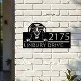 Custom Metal Dachshund dog US flag glasses Metal Address Sign House number Hanging Address Plaque Yard Sign Outdoor decor