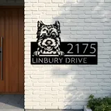 Custom Metal Cairn Terrier dog cute puppy Metal Address Sign House number Hanging Address Plaque Yard Sign Outdoor decor