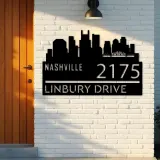 Custom Metal Nashville city skyline Metal Address Sign Hanging Address Plaque house number Yard Outdoor Sign