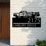 Custom Metal Old car Metal Address Sign, House number, Outdoor Number Signage, Yard Sign Address Plate