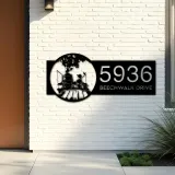 Custom Metal Dad and Son go fishing Metal Address Sign Custom House number Hanging Address Plaque Yard Sign Outdoor