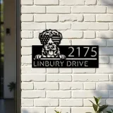 Custom Metal Airdale Terrier dog US flag glasses Metal Address Sign House number Hanging Address Plaque Yard Sign Outdoor decor