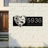 Custom Metal Hummingbird flowers heart shape Metal Address Sign, House number, Outdoor Number Signage, Yard Sign Address Plate