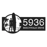 Custom Metal Longboard male Surfer Metal Address Sign, House number, Outdoor Number Signage, Yard Sign Address Plate