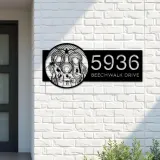 Custom Metal Holy Family Chritian Jesus Christ Metal Address Sign, House number, Outdoor Number Signage, Yard Sign Address Plate