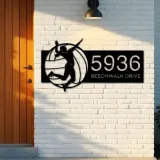 Custom Metal Female volleyball player Metal Address Sign, House number, Outdoor Number Signage, Yard Sign Address Plate