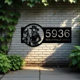 Custom Metal Cowgirl on Horse Metal Address Sign, House number, Outdoor Number Signage, Yard Sign Address Plate