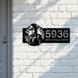 Custom Metal US Construction worker Metal Address Sign, House number, Outdoor Number Signage, Yard Sign Address Plate