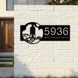 Custom Metal Rocket Launch spaceship Metal Address Sign, House number, Outdoor Number Signage, Yard Sign Address Plate
