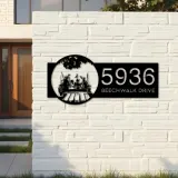 Custom Metal Dad Mom and Sons go fishing Metal Address Sign Custom House number Hanging Address Plaque Yard Sign Outdoor