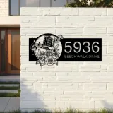 Custom Metal Floral microphone Musical notes Metal Address Sign, House number, Outdoor Number Signage, Yard Sign Address Plate