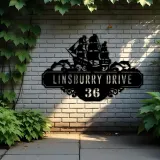 Custom Metal Ship Metal Address Sign Custom Hanging Address Plaque House number Yard Sign Outdoor Sign