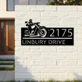Custom Metal Biker motorcycle rider Metal Address Sign, House number, Outdoor Number Signage, Yard Sign Address Plate