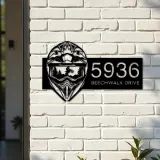 Custom Metal Helmet motocross biker Metal Address Sign, House number, Outdoor Number Signage, Yard Sign Address Plate