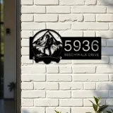 Custom Metal Mountain hiking Hiker camper Metal Address Sign, House number, Outdoor Number Signage, Yard Sign Address Plate