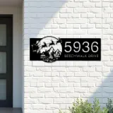 Custom Metal Christmas Santa Claus on sleigh reindeer Metal Address Sign, House number, Outdoor Number Signage, Yard Sign Address Plate
