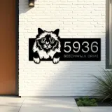 Custom Metal Holy Burma Cute peeking cat kitten Metal Address Sign, House number, Outdoor Number Signage, Yard Sign Address Plate