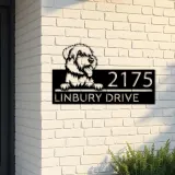 Custom Metal Wheaten Terrier dog Puppy Metal Address Sign House number Hanging Address Plaque Yard Sign Outdoor decor