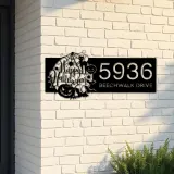 Custom Metal Happy halloween Metal Address Sign House number Hanging Address Plaque Yard Outdoor Sign