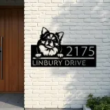Custom Metal Chihuahua Long haired dog Puppy Metal Address Sign House number Hanging Address Plaque Yard Sign Outdoor decor
