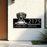 Custom Metal Boxer dog US flag glasses Metal Address Sign House number Hanging Address Plaque Yard Sign Outdoor decor