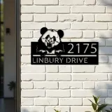 Custom Metal Peeking Panda Wild animal wildlife Metal Address Sign, House number, Outdoor Number Signage, Yard Sign Address Plate