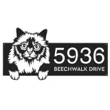 Custom Metal Holy Burma Cute peeking cat kitten Metal Address Sign, House number, Outdoor Number Signage, Yard Sign Address Plate