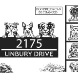 Custom Metal peeking dogs puppy Metal Address Sign House number Hanging Address Plaque Yard Sign Outdoor decor