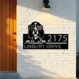 Custom Metal Bluetick coonhound dog US glasses Metal Address Sign House number Hanging Address Plaque Yard Sign Outdoor decor
