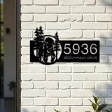 Custom Metal Bison forest wild life Metal Address Sign, House number, Outdoor Number Signage, Yard Sign Address Plate