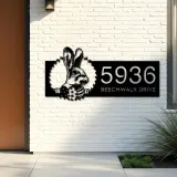 Custom Metal Rabbit bunny farmhouse Metal Address Sign House number Hanging Address Plaque Yard Sign Outdoor decor