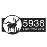 Custom Metal Deer buck mountain scene Metal Address Sign, House number, Outdoor Number Signage, Yard Sign Address Plate