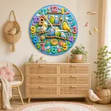 Playful Pet Birds and Parakeets Kids Room Wall Clock