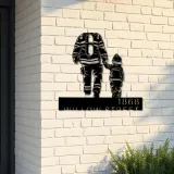 Custom Metal Firefighter father and son Fireman Metal Address Sign, House number, Outdoor Number Signage, Yard Sign Address Plate