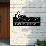 Custom Metal Peeking Skunk Wild animal wildlife Metal Address Sign, House number, Outdoor Number Signage, Yard Sign Address Plate