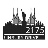 Custom Metal New York Statue of liberty city skyline Metal Address Sign Hanging Address Plaque house number Yard Outdoor Sign