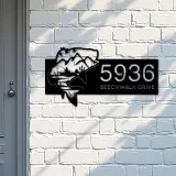 Custom Metal Bass fishing fisherman Metal Address Sign, House number, Outdoor Number Signage, Yard Sign Address Plate002