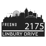 Custom Metal Fresno city skyline Metal Address Sign Hanging Address Plaque house number Yard Outdoor Sign