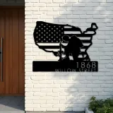 Custom Metal Soldier American Flag Patriotic Army Metal Address Sign, House number, Outdoor Number Signage, Yard Sign Address Plate